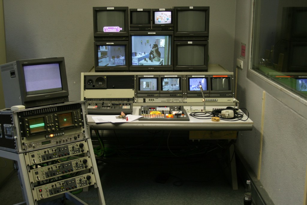 Production control room showing the show
